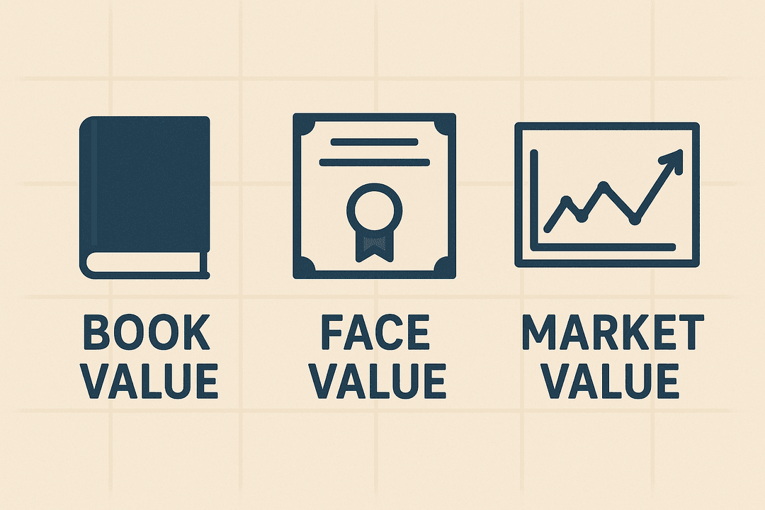 Book Value vs Face Value vs Market Value explained