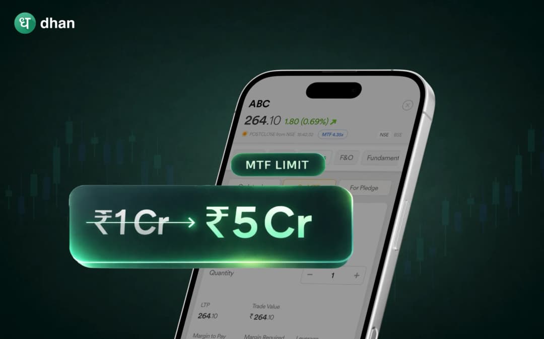 MTF limit enhanced on Dhan - ₹5 Cr is the new limit, up from ₹1 Cr