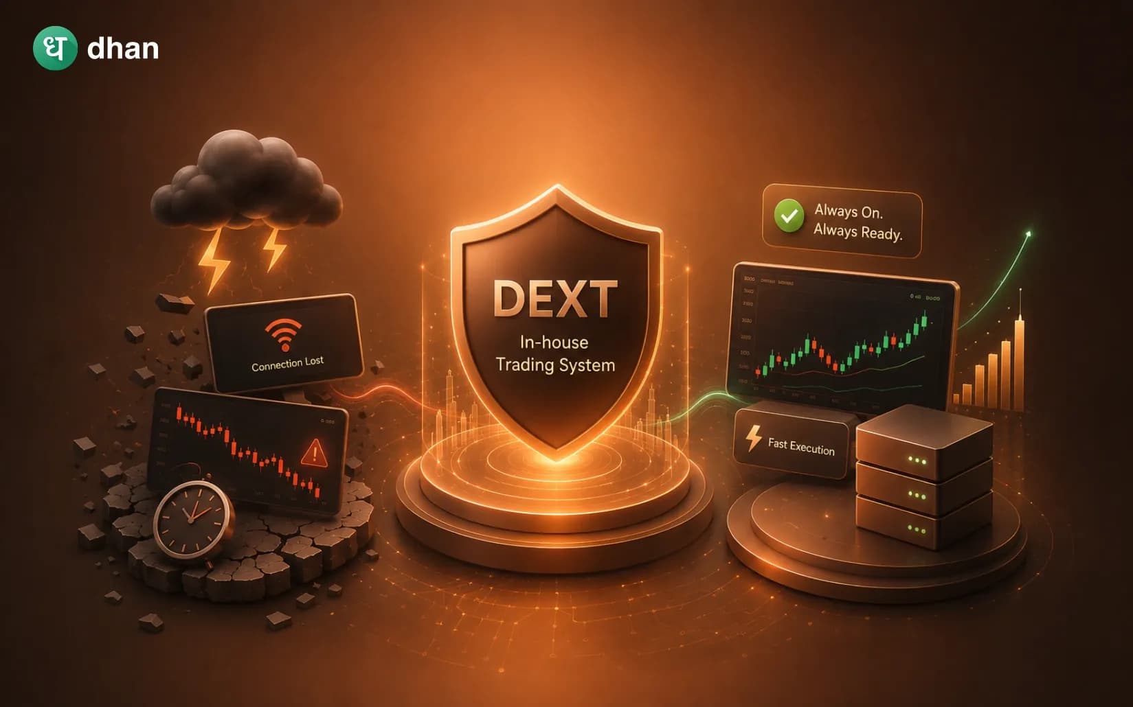 How Dhan handles outages with superior in-house systems?