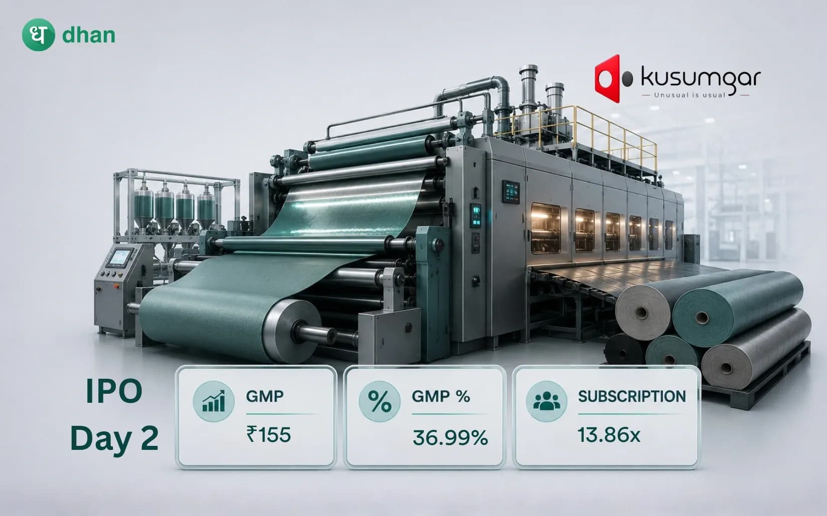 Kusumgar IPO - Day 2: 13.86x Subscribed & GMP ₹155 (36.99%)