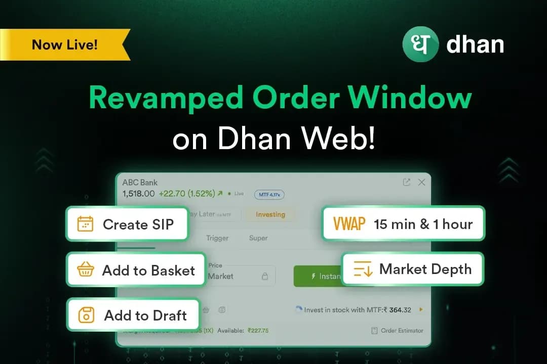 Get Market Depth & VWAP with Order window on Dhan web