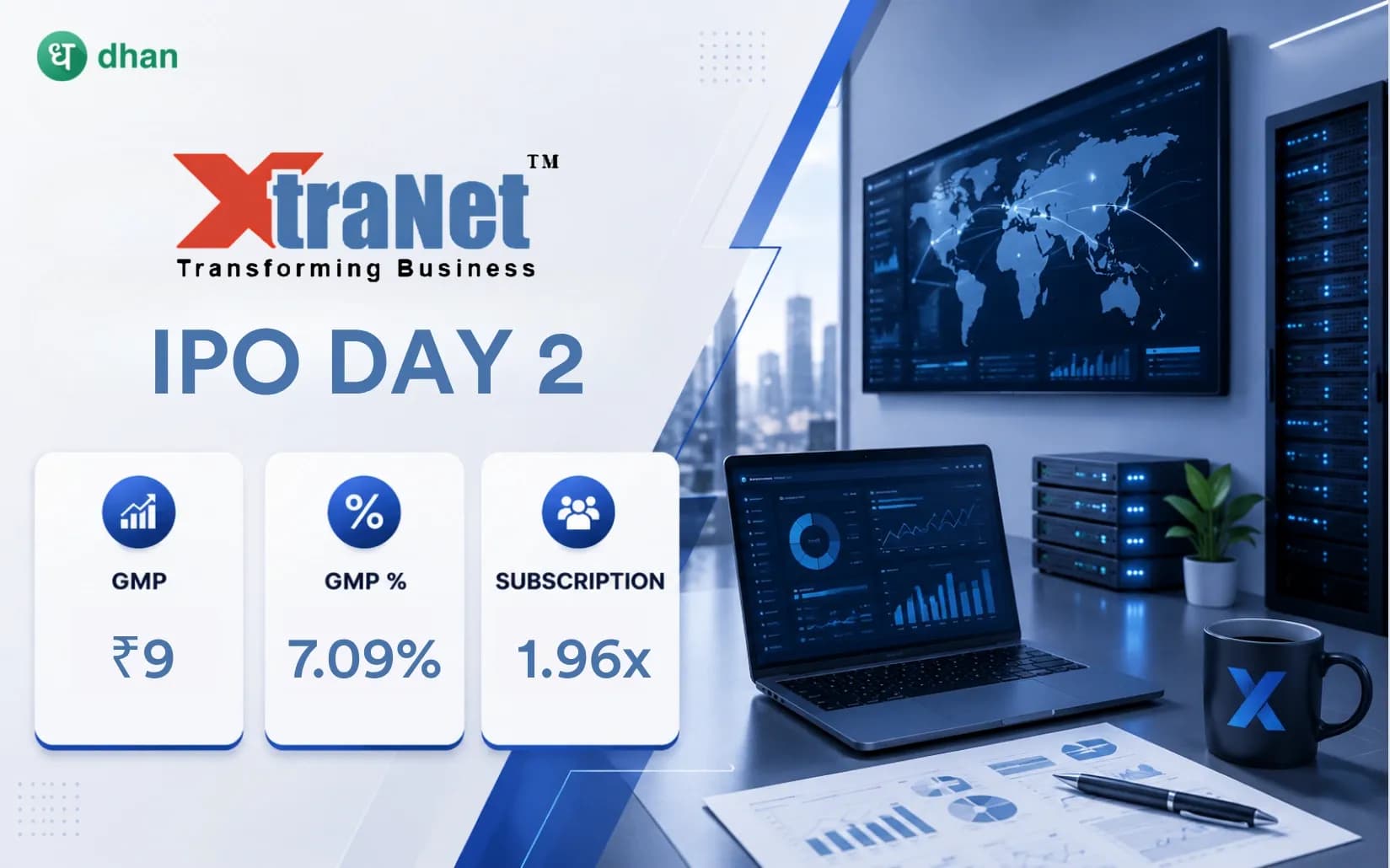 Xtranet Technologies IPO - Day 2: 1.96x Subscribed & GMP ₹9(7.09%)