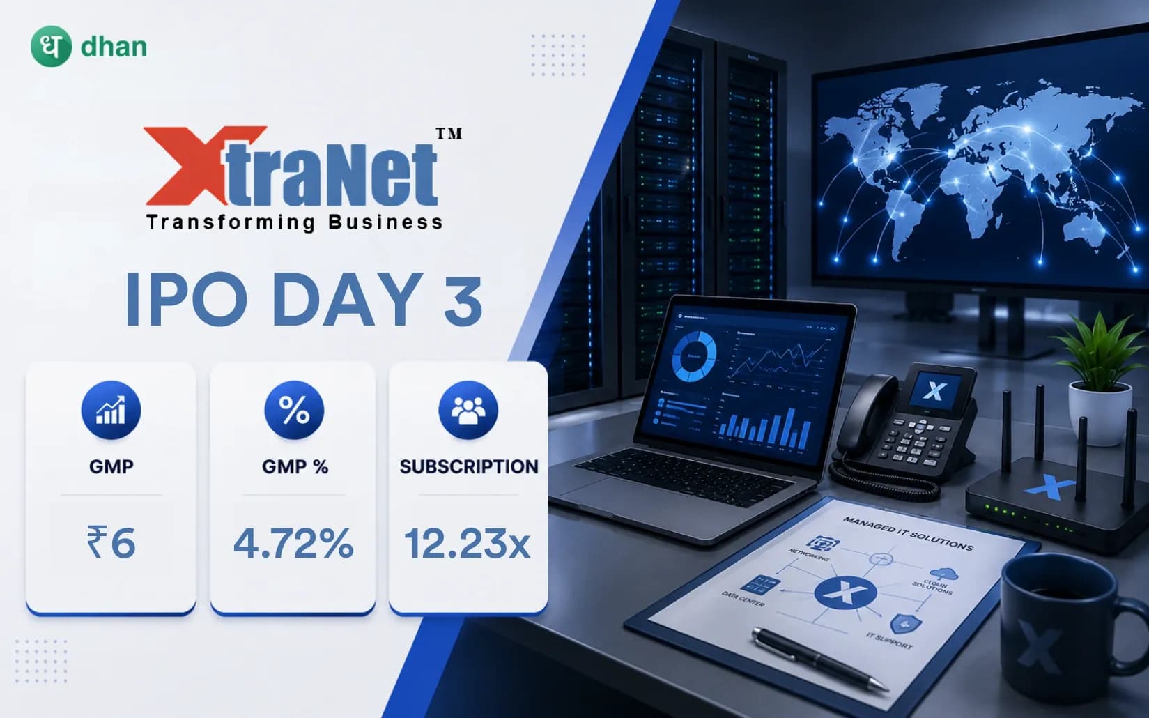 Xtranet Technologies IPO - Day 3: 12.23x Subscribed & GMP ₹6(4.72%)