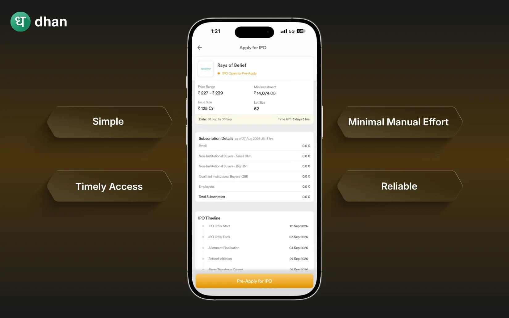 Looking for best app for IPO application? Try Dhan's Pre-Apply feature
