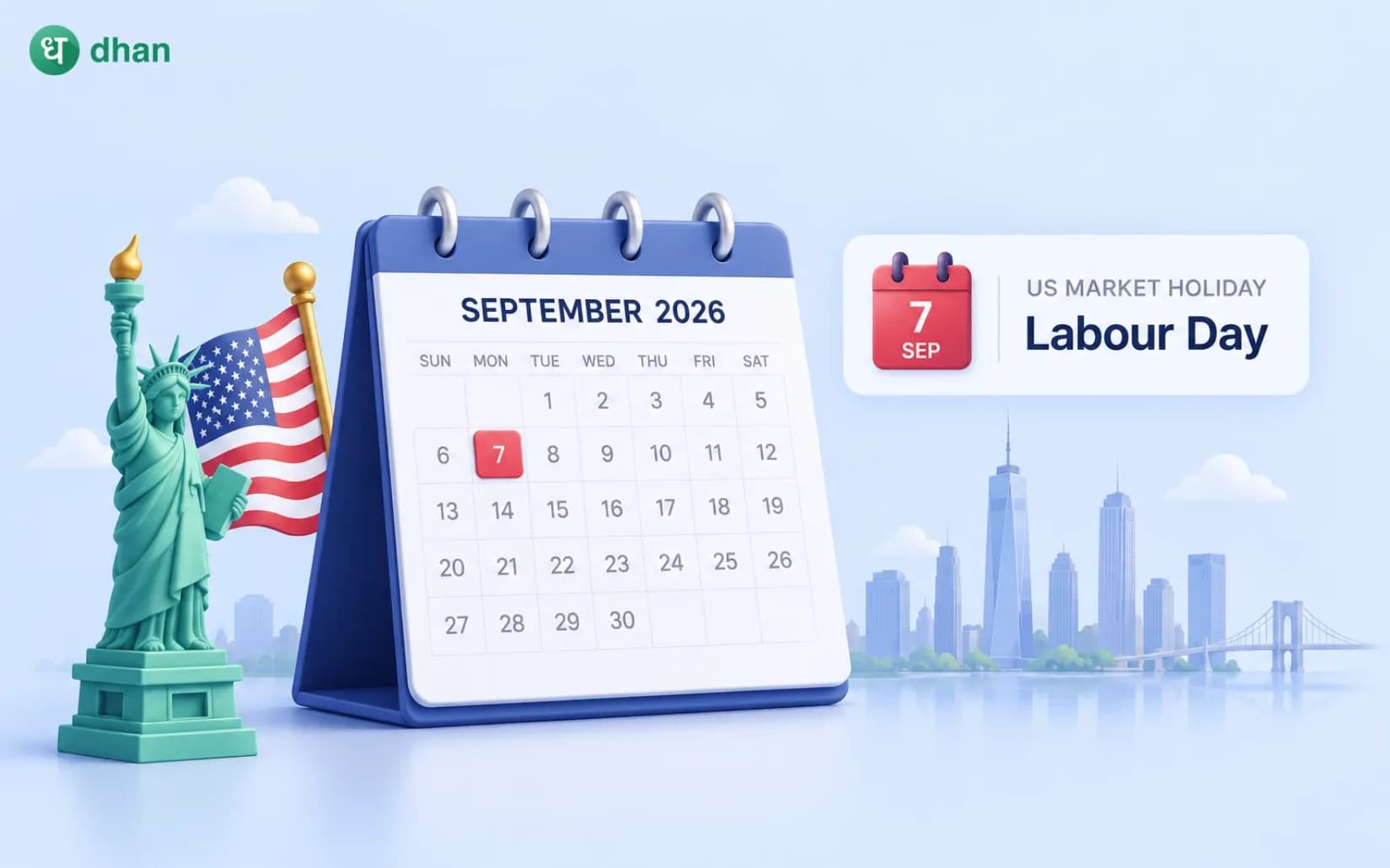 List of US market holidays in September 2026